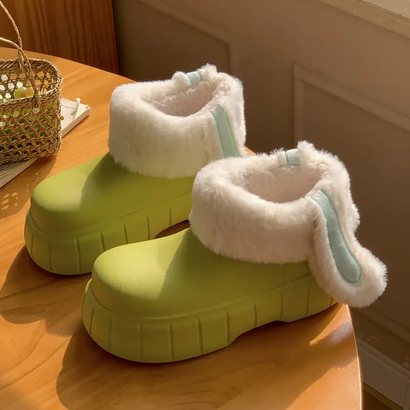 Women's Cotton Slippers with High Heel, Winter Warm, Fleece-Lined, Thick-Soled, Ultra-Comfortable, Outdoor Boots, Cotton Shoes with Rabbit Ears, Thick Sole, Non-Slip - Image 7