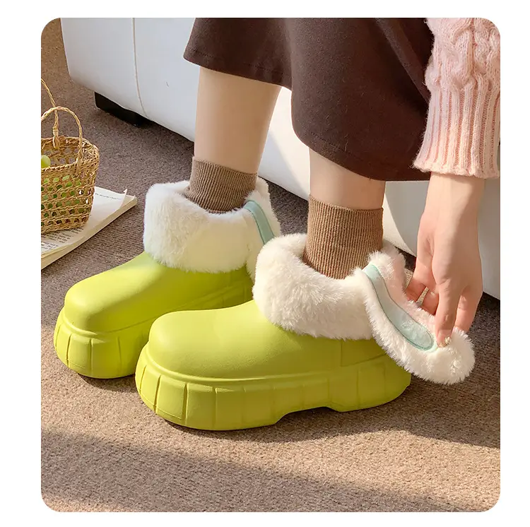 Women's Cotton Slippers with High Heel, Winter Warm, Fleece-Lined, Thick-Soled, Ultra-Comfortable, Outdoor Boots, Cotton Shoes with Rabbit Ears, Thick Sole, Non-Slip — feature 7