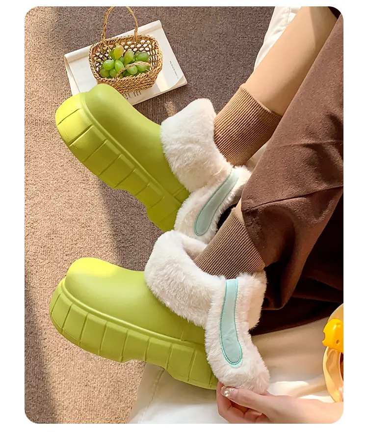 Women's Cotton Slippers with High Heel, Winter Warm, Fleece-Lined, Thick-Soled, Ultra-Comfortable, Outdoor Boots, Cotton Shoes with Rabbit Ears, Thick Sole, Non-Slip — feature 8