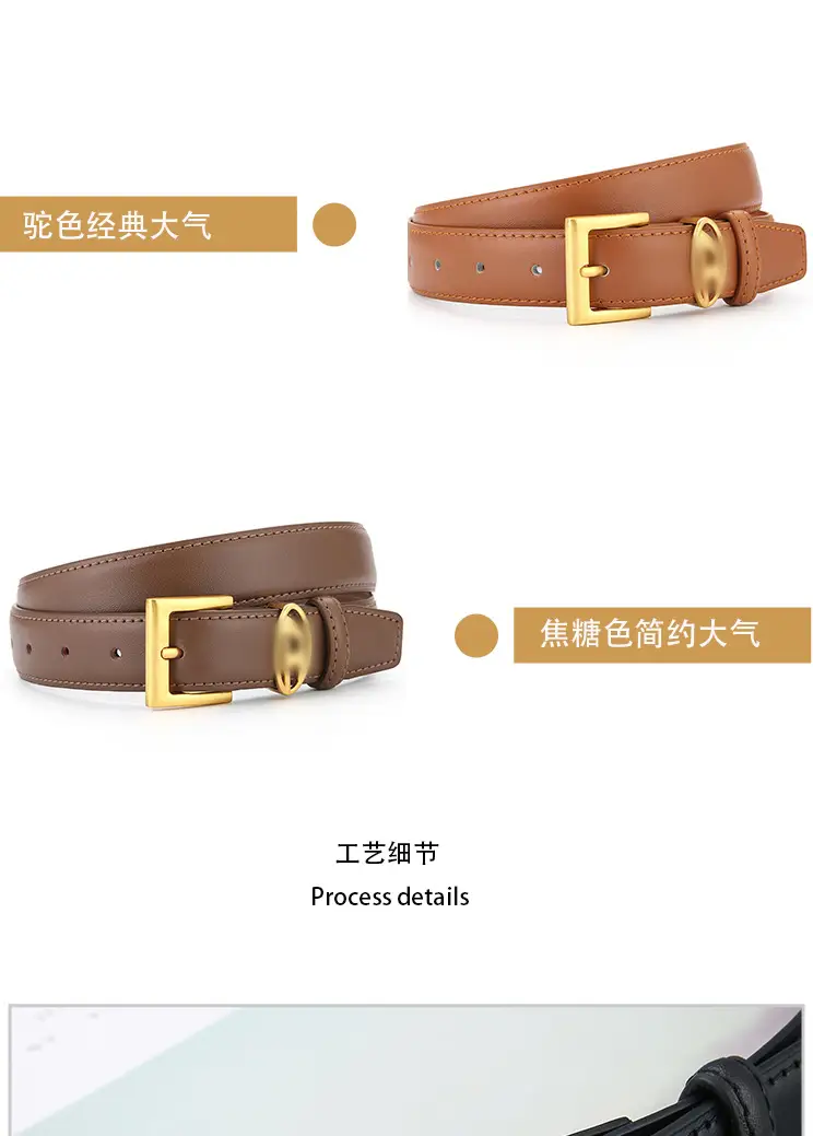 Fashionable Women's Leather Belt with Gold Buckle — feature 8