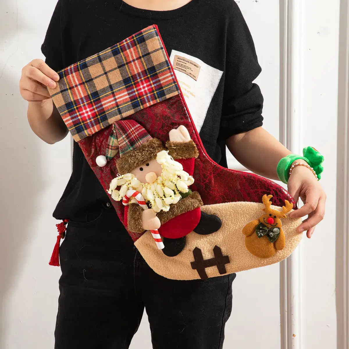 Christmas Candy Stocking with Santa Design Gift Bag — feature 1