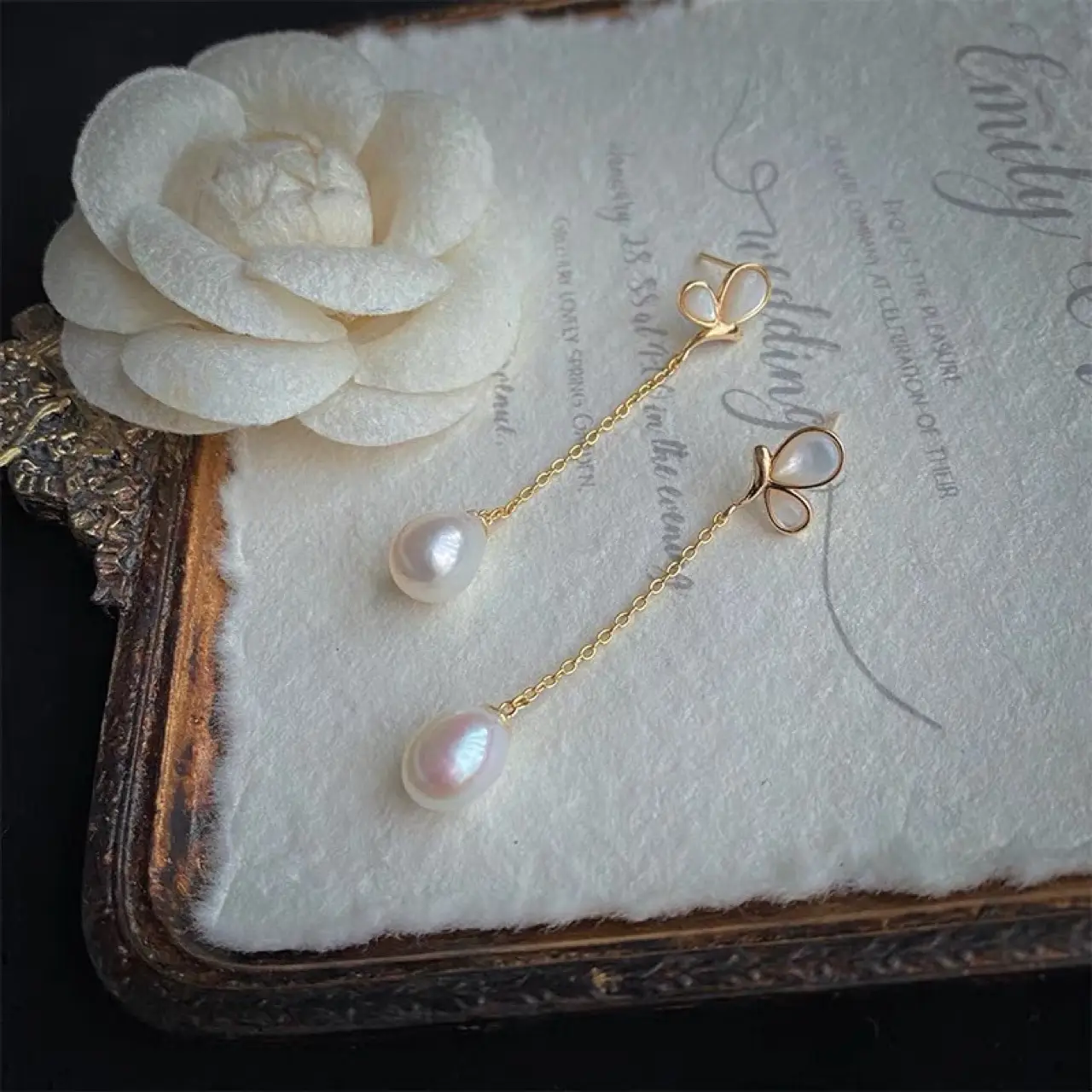 Butterfly Pearl Earrings for Women 925 Silver - Image 3