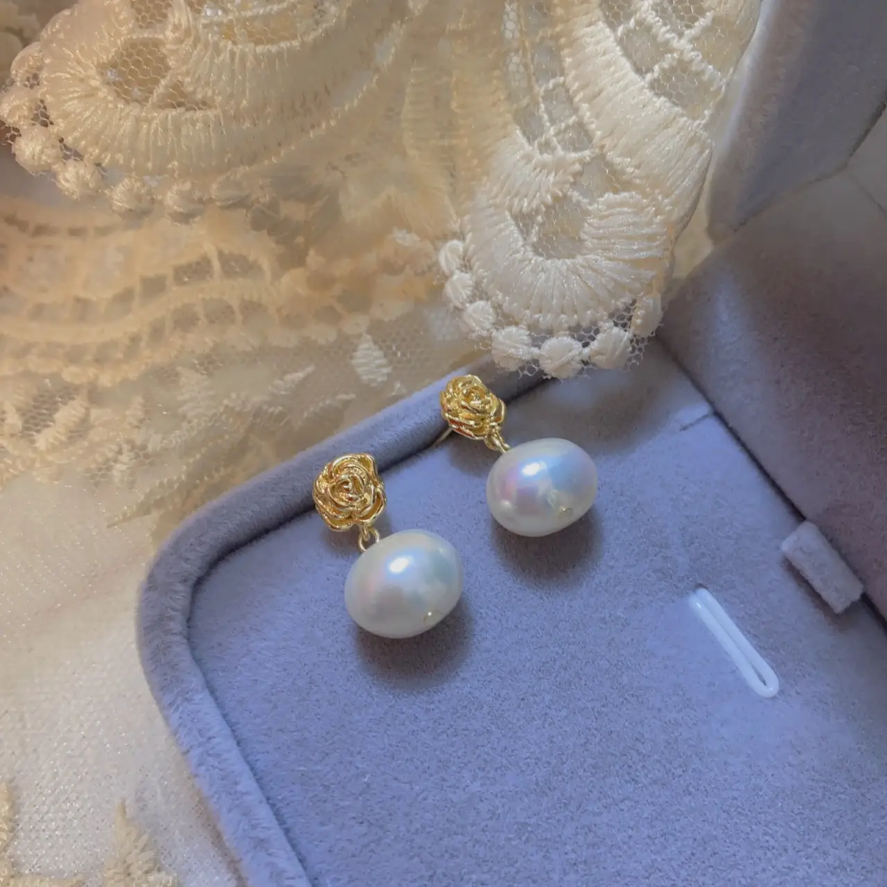 Copper Gold Pearl Earrings for Women - Image 5