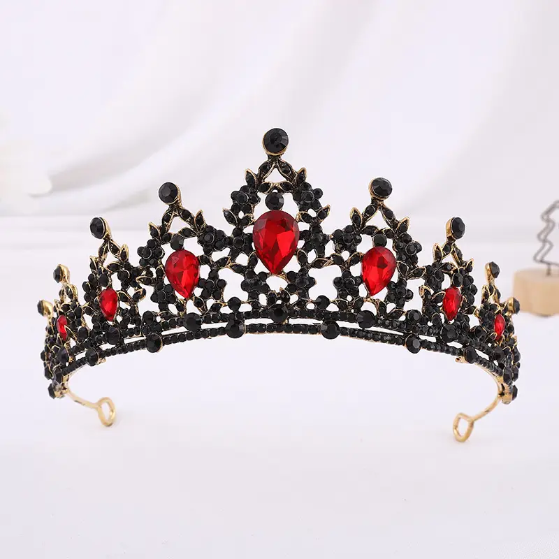 Cross-Border Bridal Crown with Red Stones - Image 2