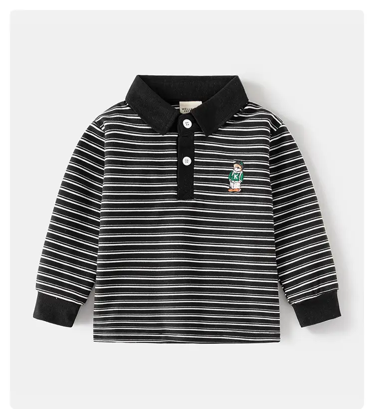 Kids Boys Striped Polo Shirt 2025 Long Sleeve — feature 1