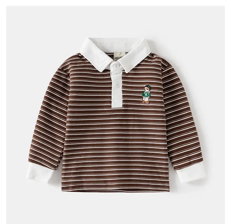 Kids Boys Striped Polo Shirt 2025 Long Sleeve — feature 11