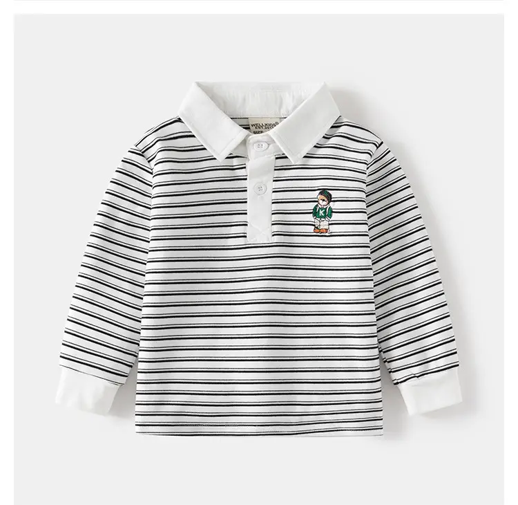 Kids Boys Striped Polo Shirt 2025 Long Sleeve — feature 13