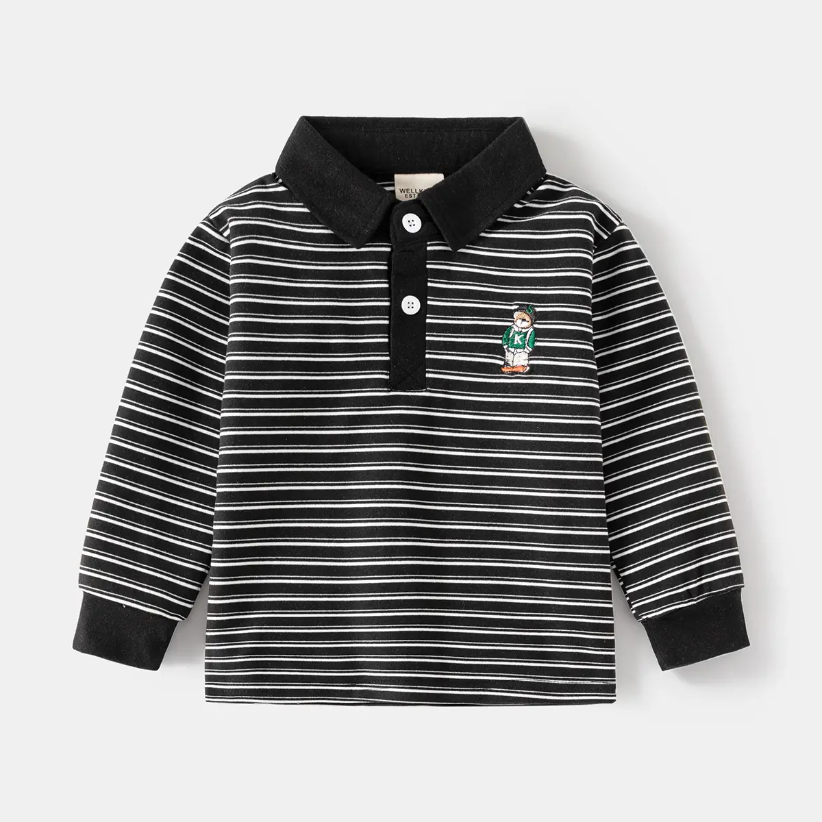 Kids Boys Striped Polo Shirt 2025 Long Sleeve - Image 2