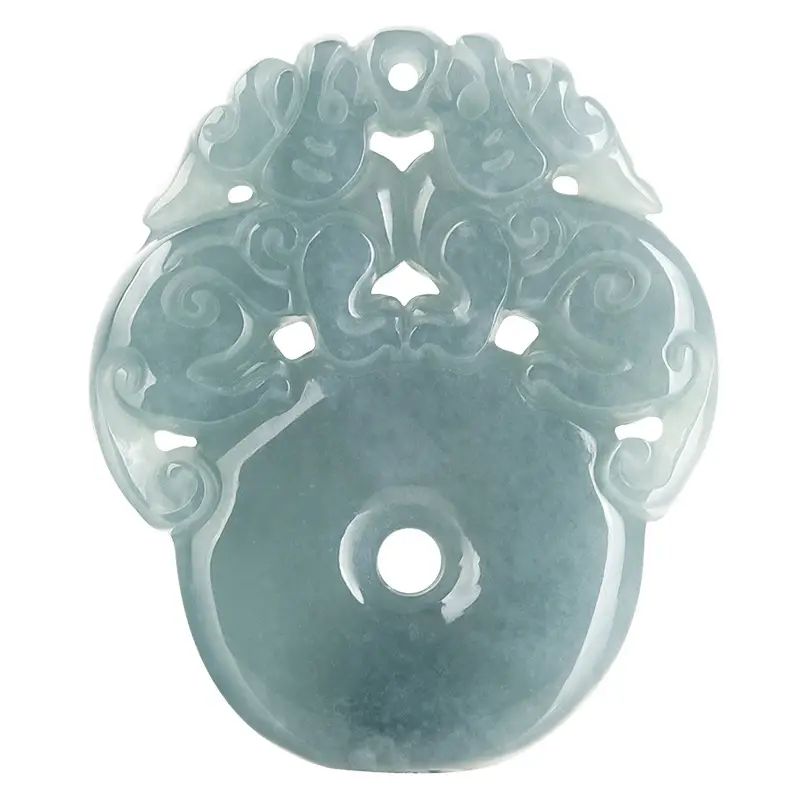 Natural Jade Blue Water Double Brave Pendant for Men Women - Image 5