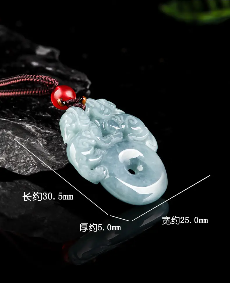 Natural Jade Blue Water Double Brave Pendant for Men Women — feature 5