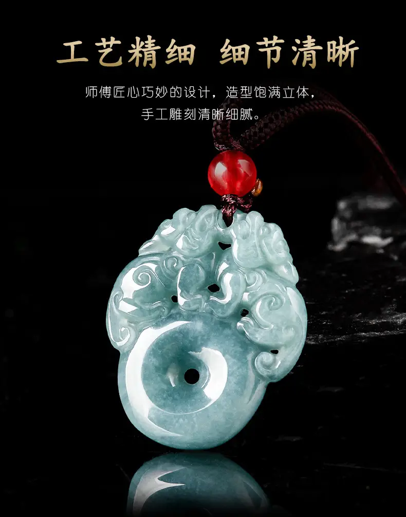 Natural Jade Blue Water Double Brave Pendant for Men Women — feature 8