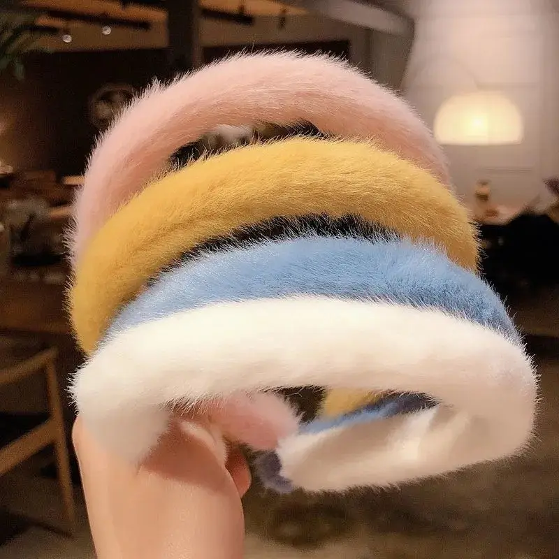 Plush Fur Headband for Women Autumn Winter Wide Bristle Hairpin - Image 9