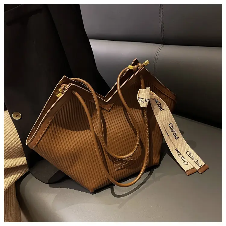Korean Style Black Ribbed Shoulder Bag for Women — feature 28