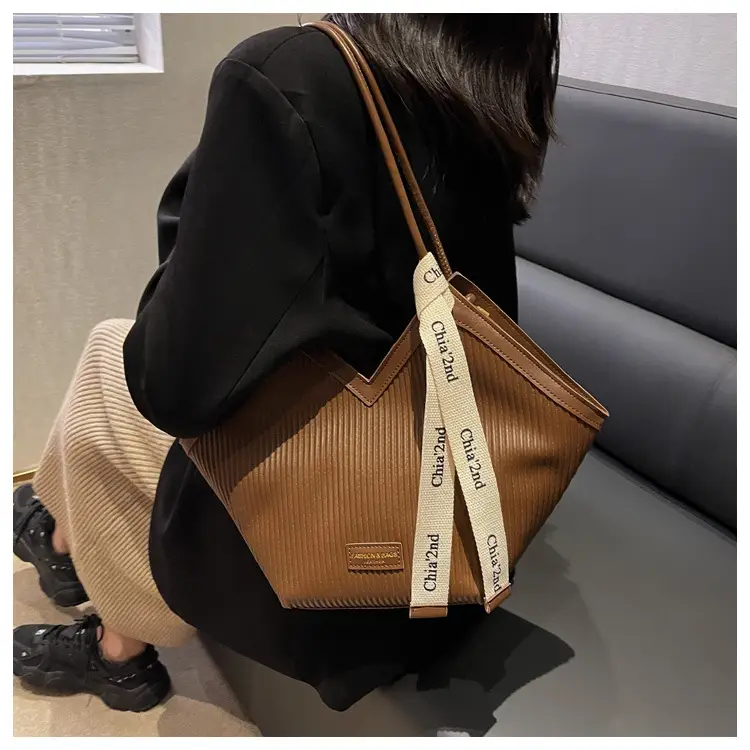 Korean Style Black Ribbed Shoulder Bag for Women — feature 29