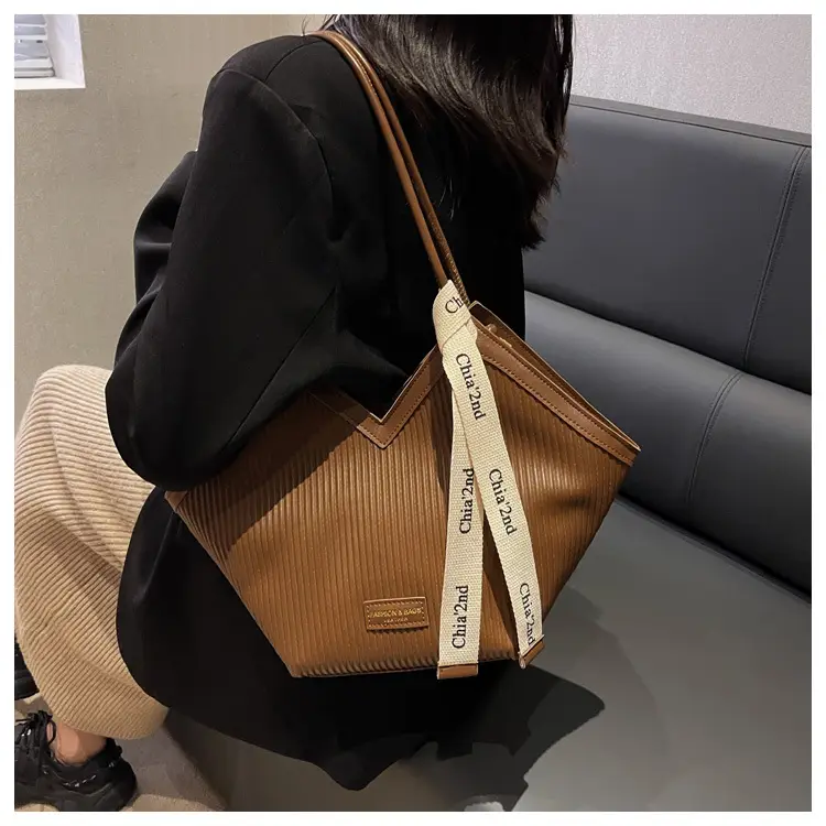 Korean Style Black Ribbed Shoulder Bag for Women — feature 30