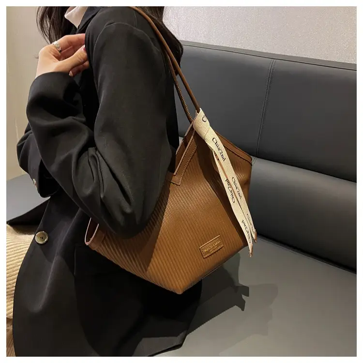 Korean Style Black Ribbed Shoulder Bag for Women — feature 31