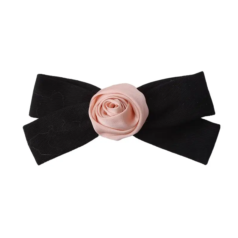 Pink Rose Bow Hairpin for Girls French Elegant Clip Back - Image 7