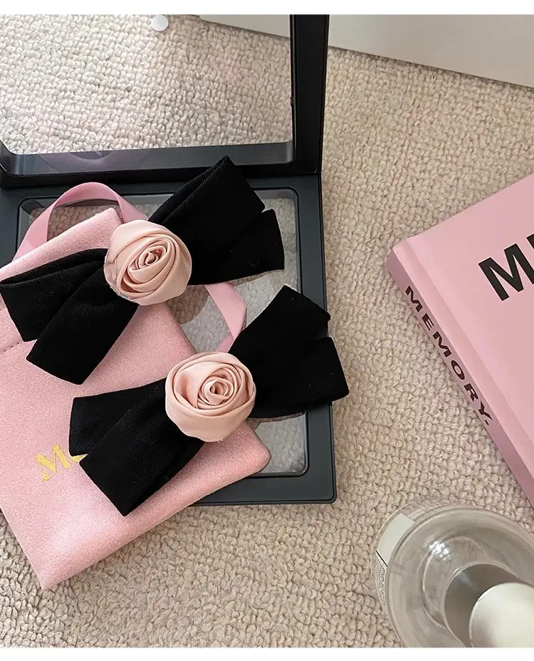 Pink Rose Bow Hairpin for Girls French Elegant Clip Back — feature 23