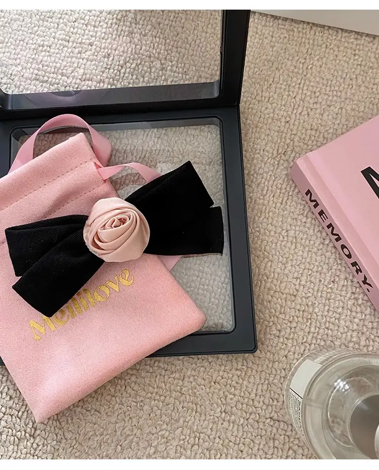Pink Rose Bow Hairpin for Girls French Elegant Clip Back — feature 24