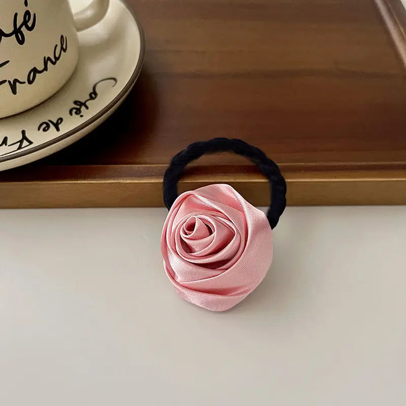 Pink Rose Bow Hairpin for Girls French Elegant Clip Back - Image 2