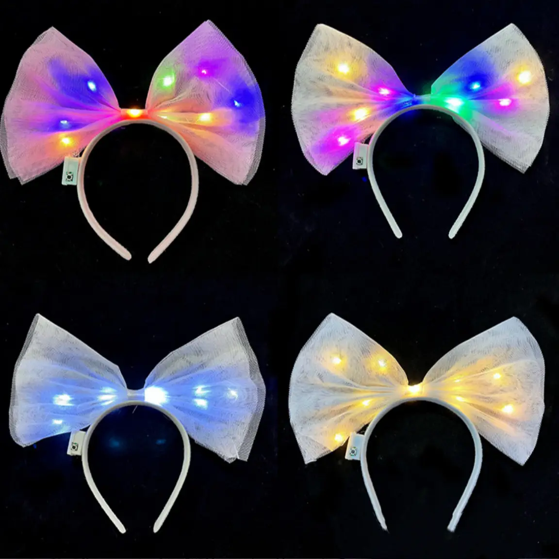 Luminous Oversized Bow Headband for Women with LED Lights
