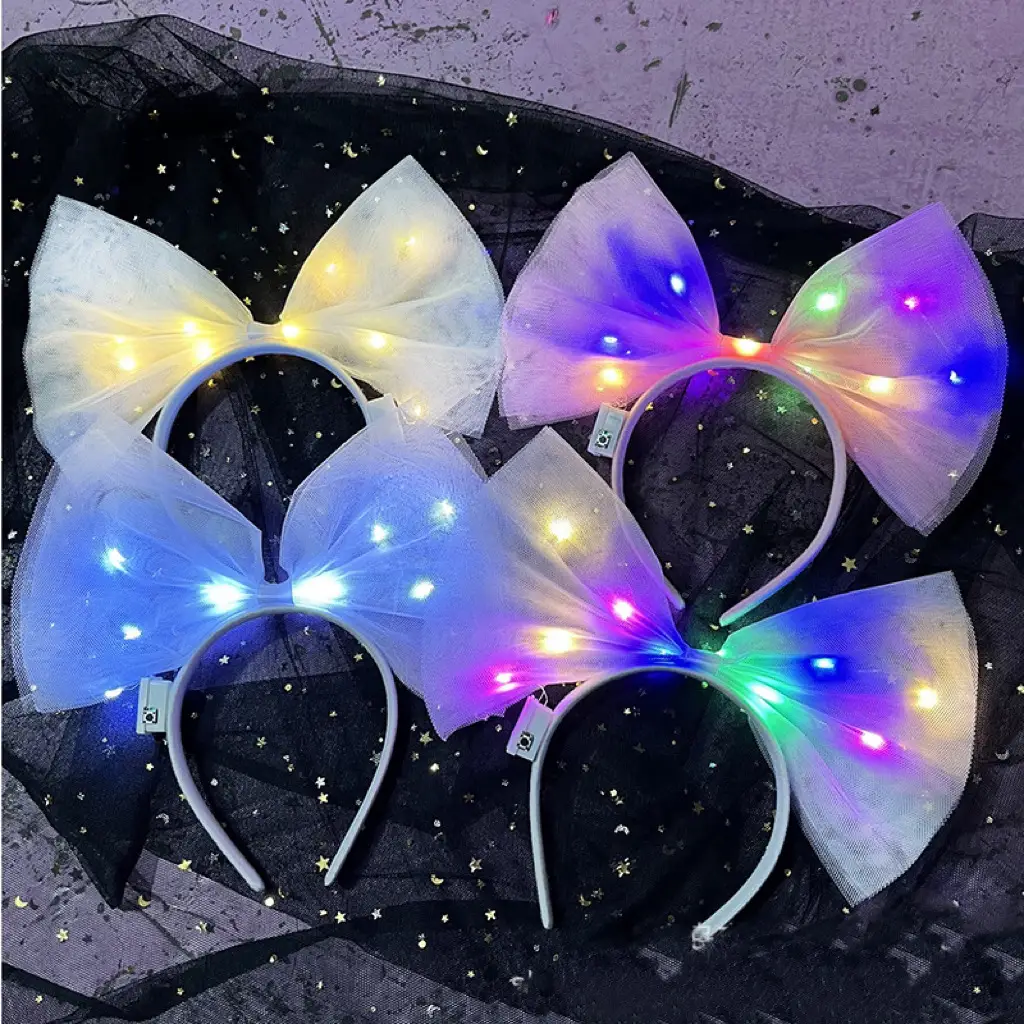 Luminous Oversized Bow Headband for Women with LED Lights