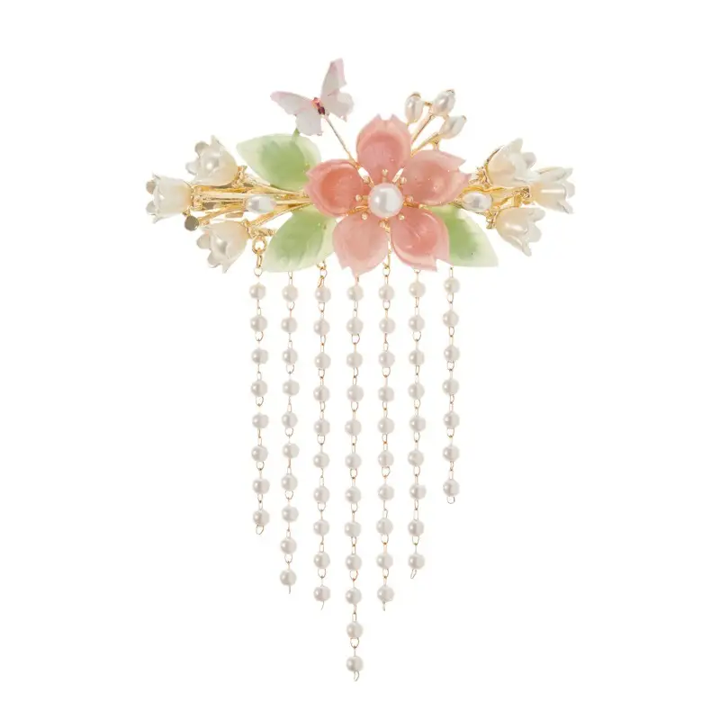 Fresh Flower Butterfly Hairpin with Tassels for Women