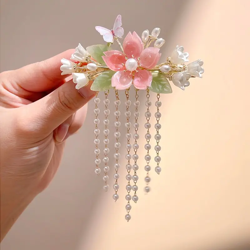 Fresh Flower Butterfly Hairpin with Tassels for Women — feature 3