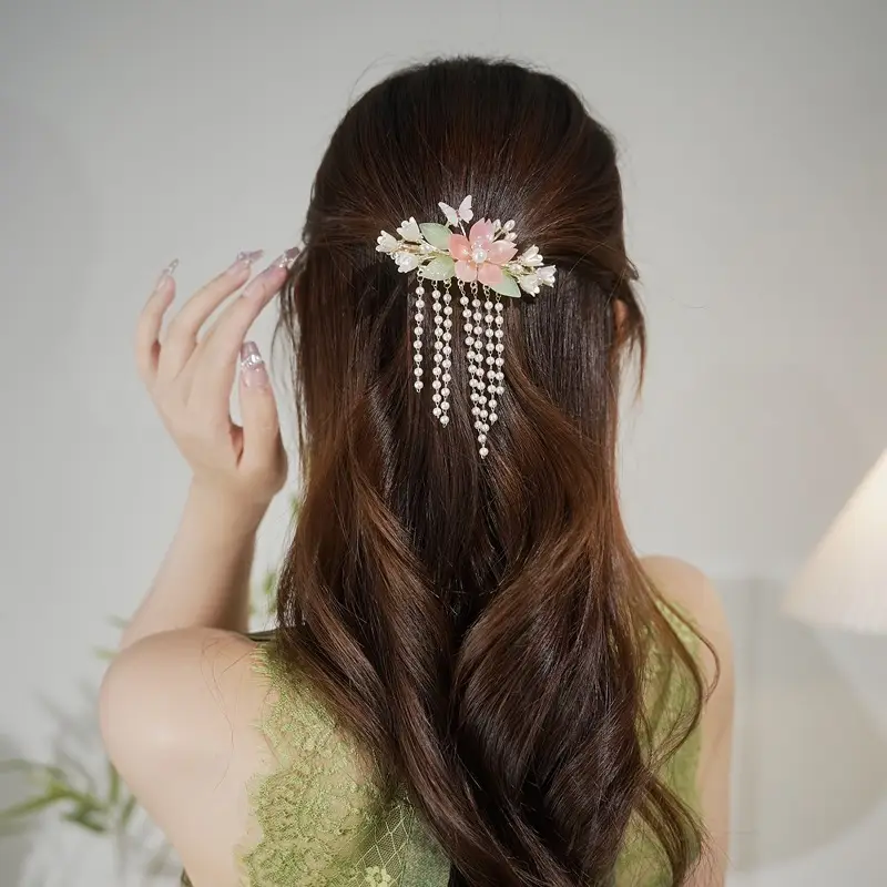 Fresh Flower Butterfly Hairpin with Tassels for Women — feature 4