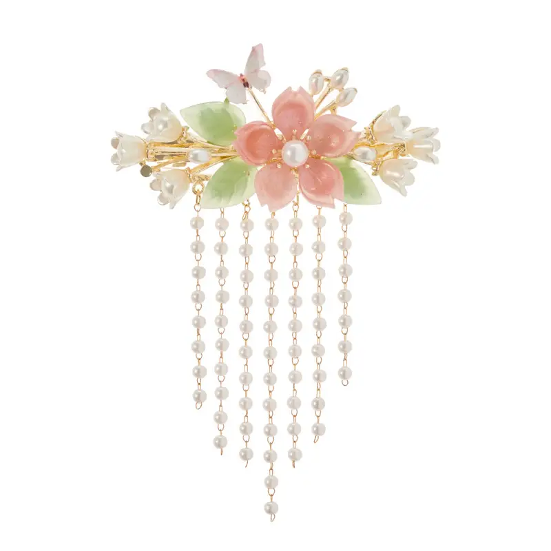 Fresh Flower Butterfly Hairpin with Tassels for Women — feature 7