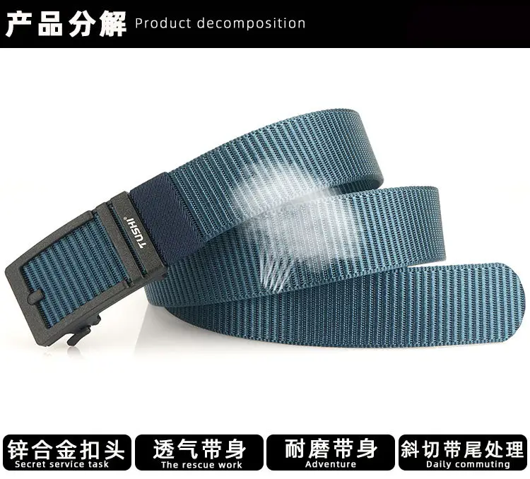 Men's Tushi Nylon Belt with Metal Buckle Green β feature 11