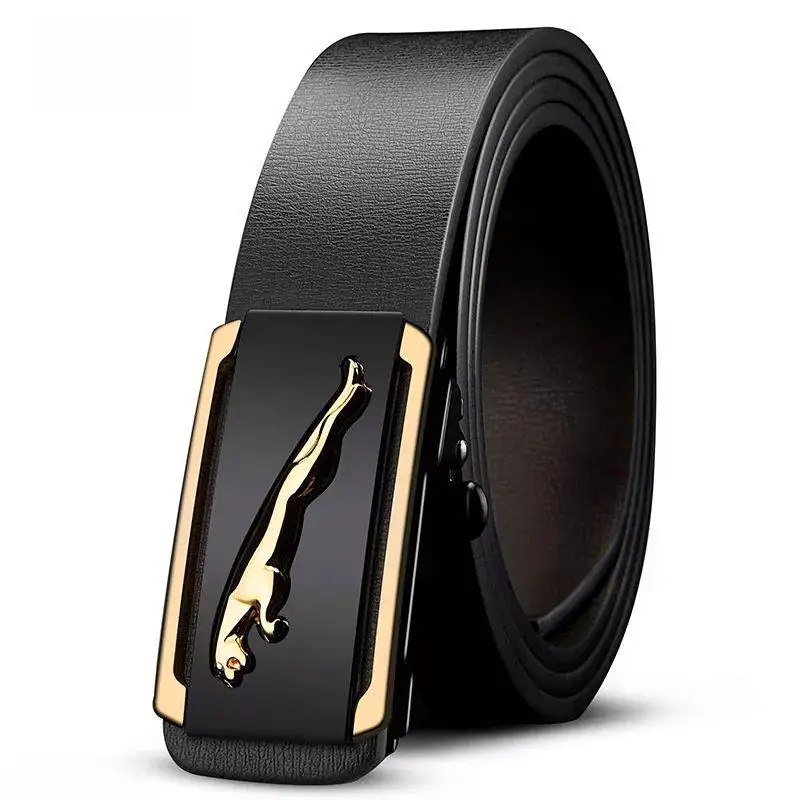 Men's Black Gold Polo Toothless Belt