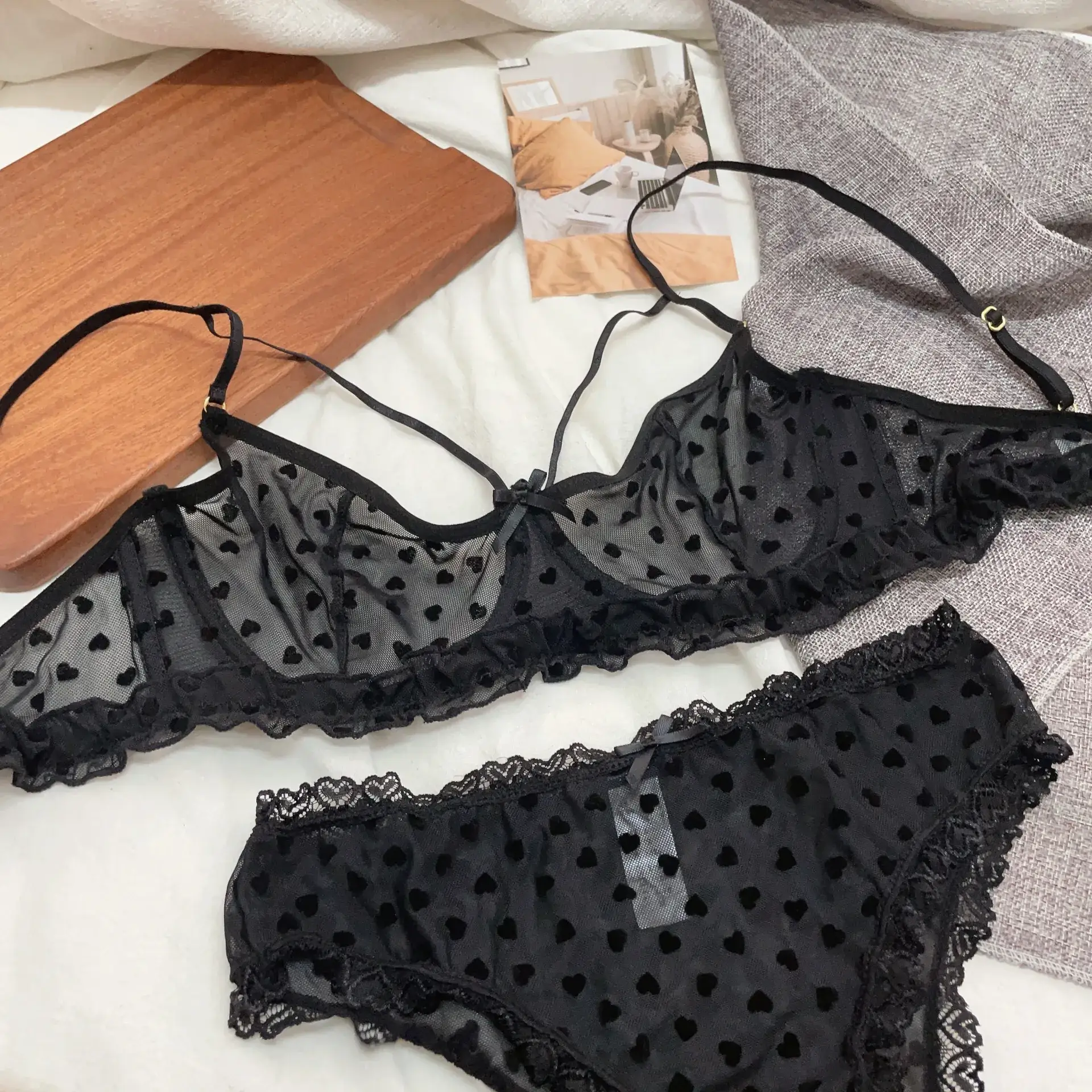 Black Lace Underwear for Women French Style