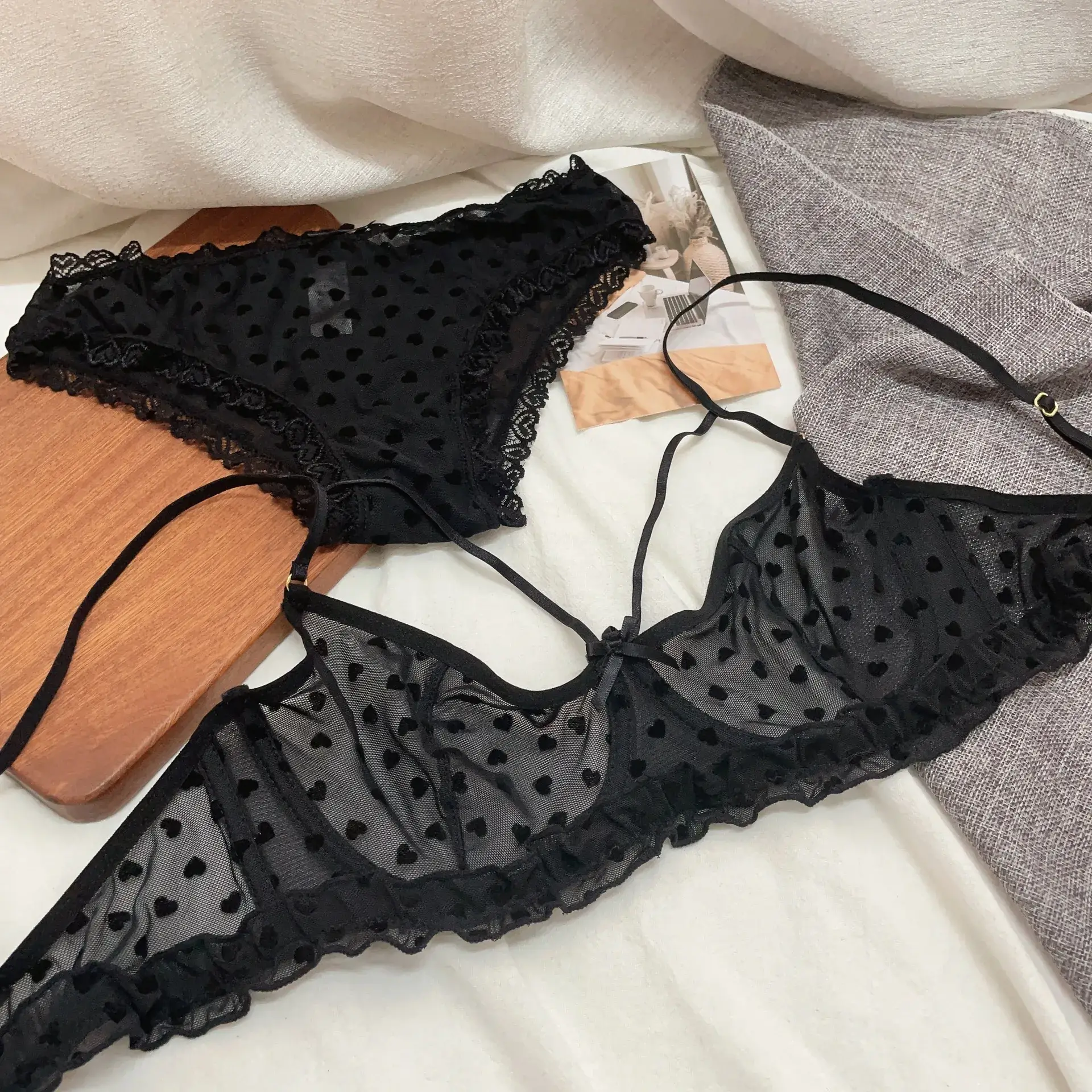 Black Lace Underwear for Women French Style