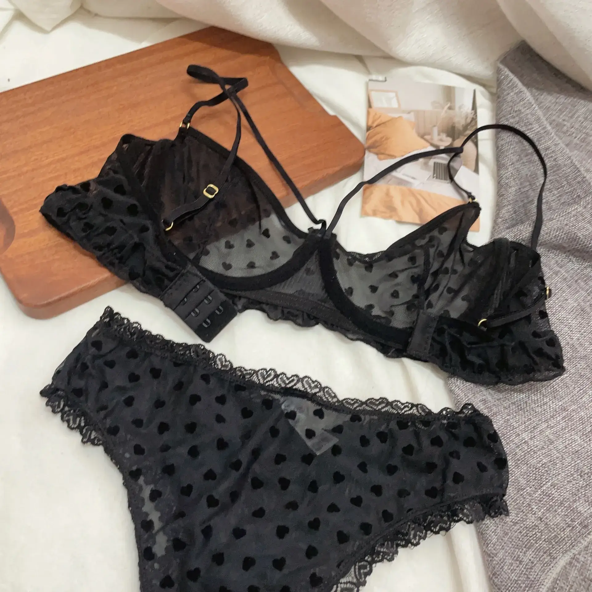 Black Lace Underwear for Women French Style