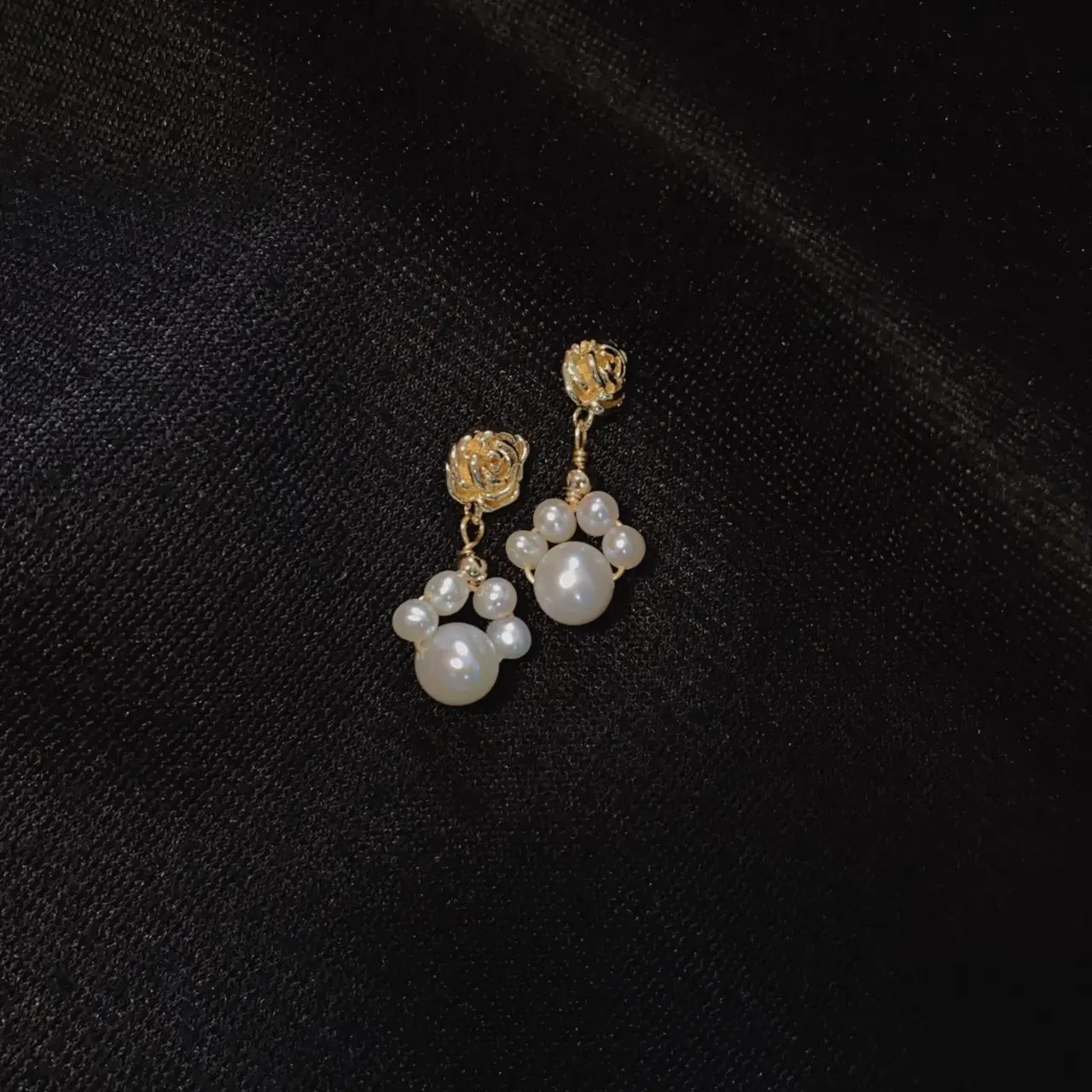 Rose French Pearl Earrings Silver Pin Cute - Image 3