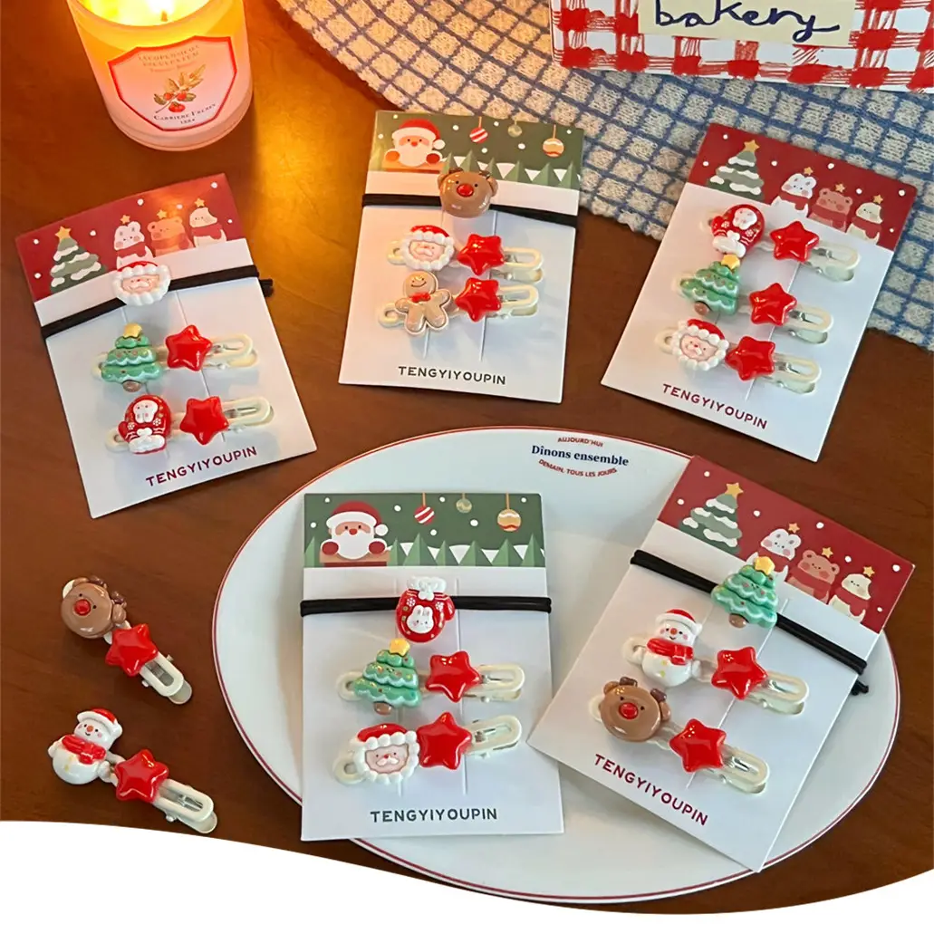 Christmas Hair Clips Set for Girls with Santa & Bear Design — feature 40