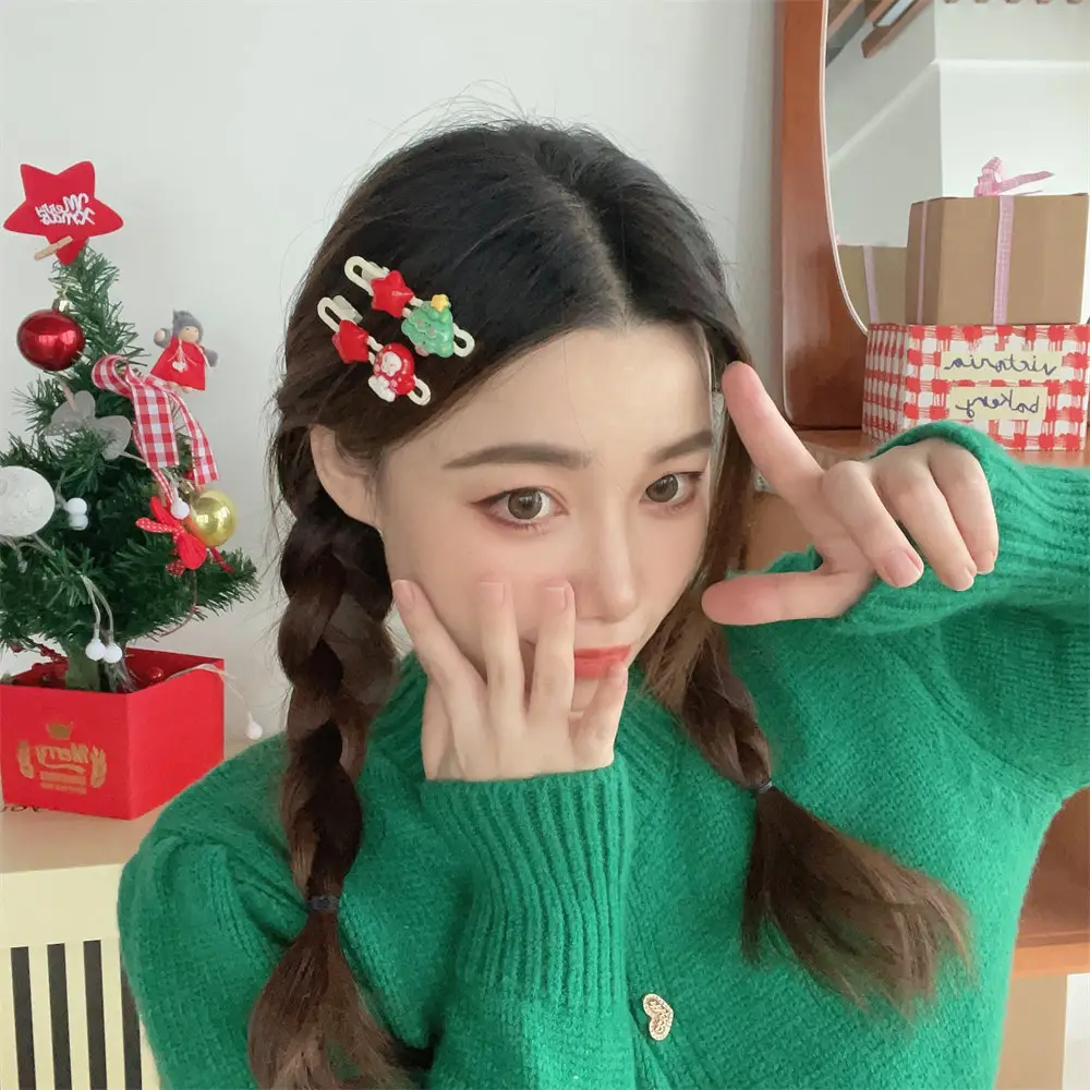 Christmas Hair Clips Set for Girls with Santa & Bear Design — feature 43