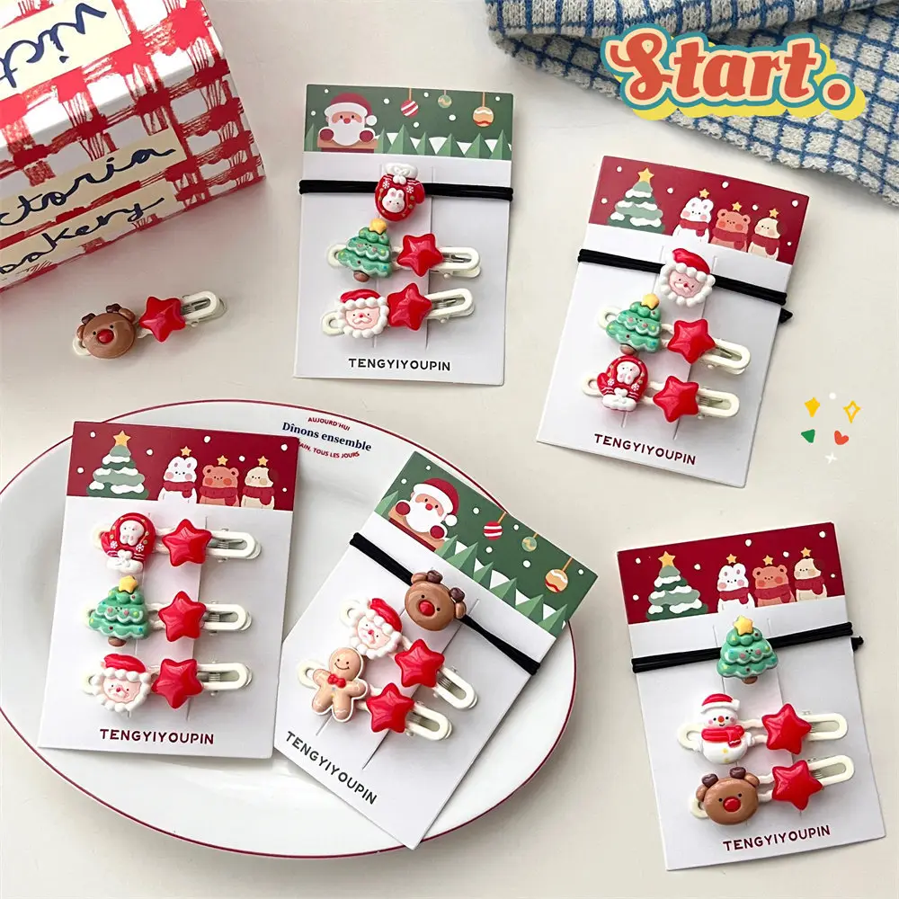 Christmas Hair Clips Set for Girls with Santa & Bear Design — feature 50