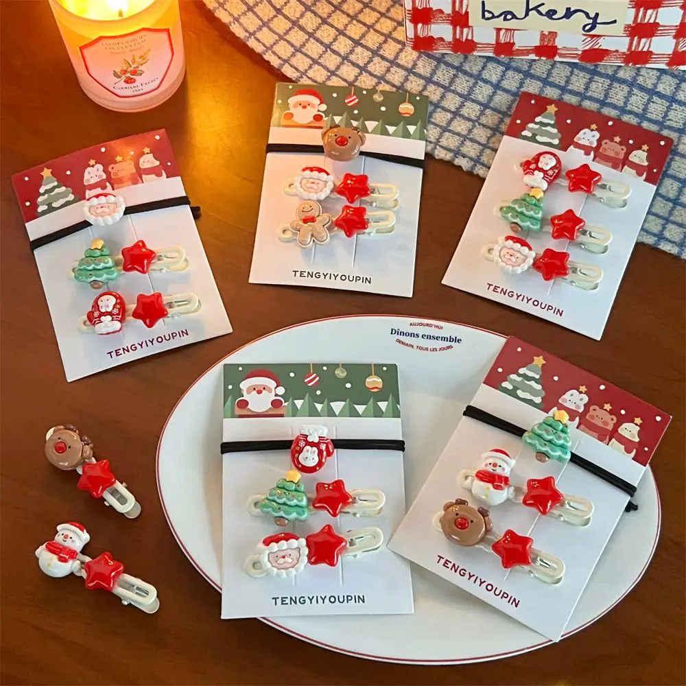 Christmas Hair Clips Set for Girls with Santa & Bear Design — feature 52