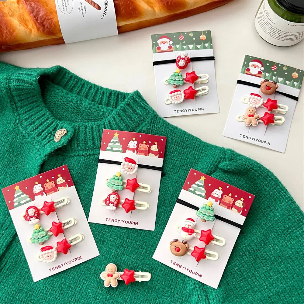 Christmas Hair Clips Set for Girls with Santa & Bear Design — feature 53