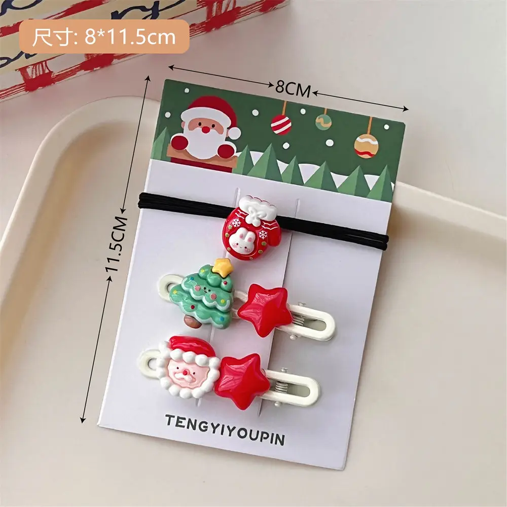 Christmas Hair Clips Set for Girls with Santa & Bear Design - Image 6