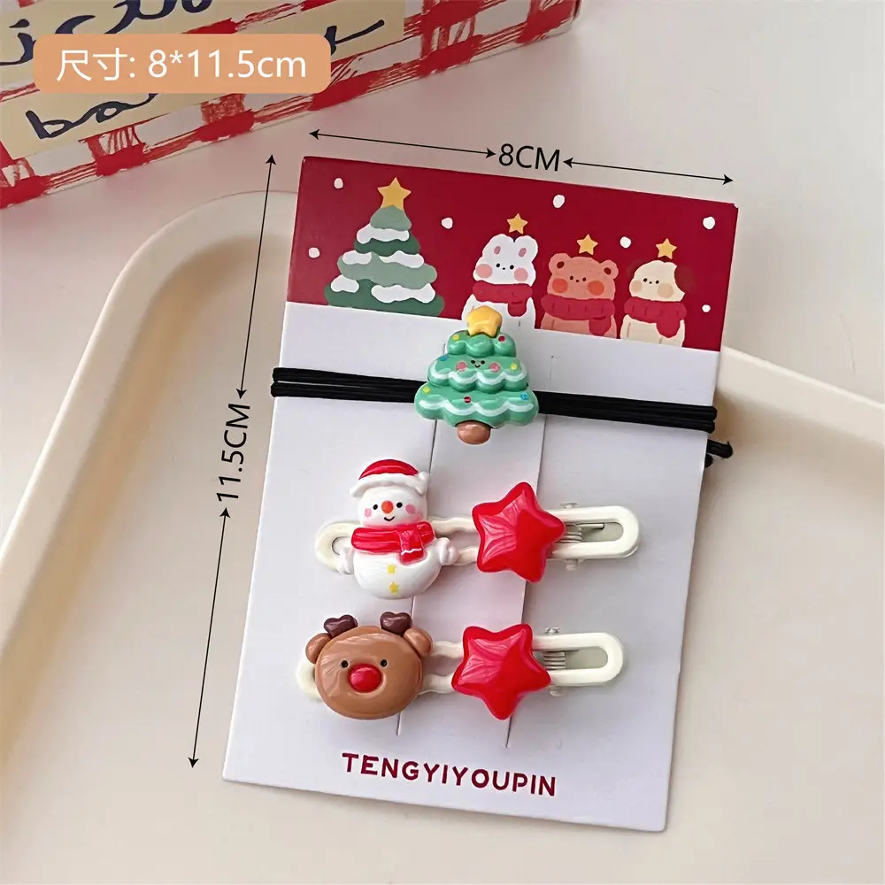 Christmas Hair Clips Set for Girls with Santa & Bear Design - Image 3