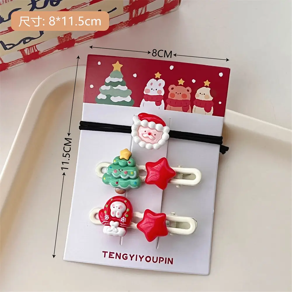 Christmas Hair Clips Set for Girls with Santa & Bear Design - Image 4