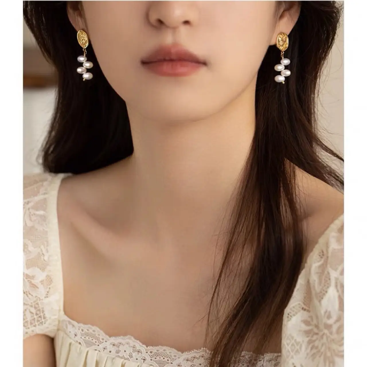 Rose Vintage Pearl Earrings for Women - Image 5