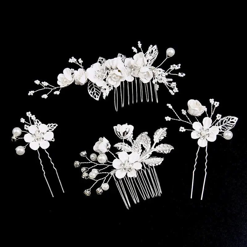 Cross-border Golden Leaf Hair Comb Headdress for Bridal Suit