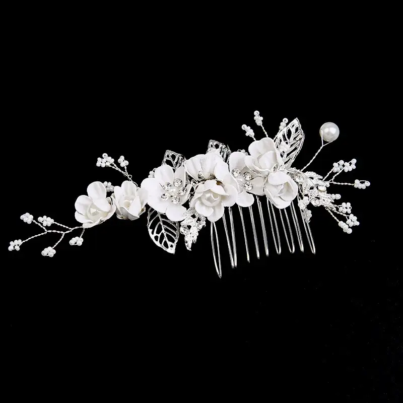 Cross-border Golden Leaf Hair Comb Headdress for Bridal Suit