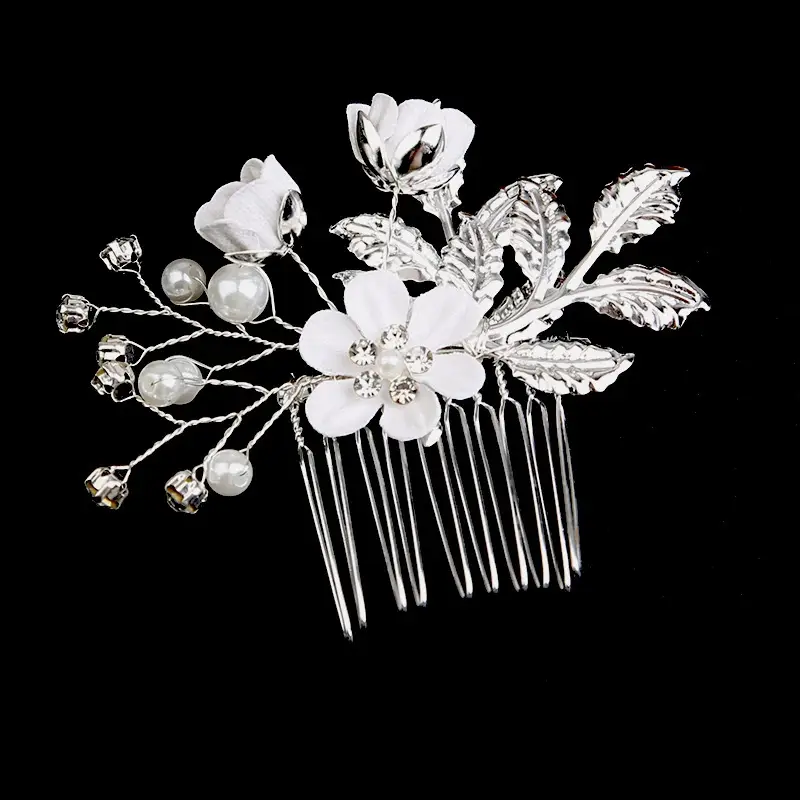 Cross-border Golden Leaf Hair Comb Headdress for Bridal Suit