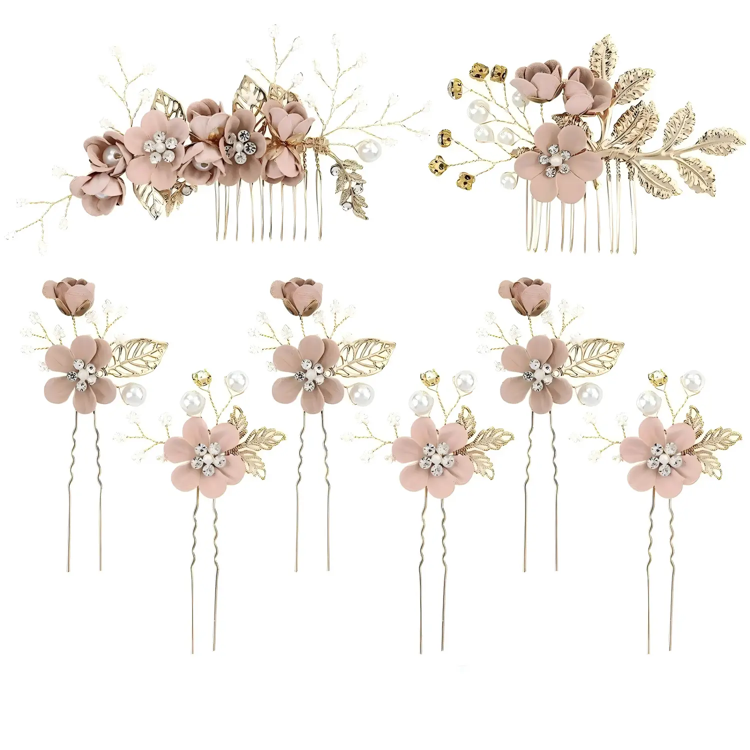 Cross-border Golden Leaf Hair Comb Headdress for Bridal Suit