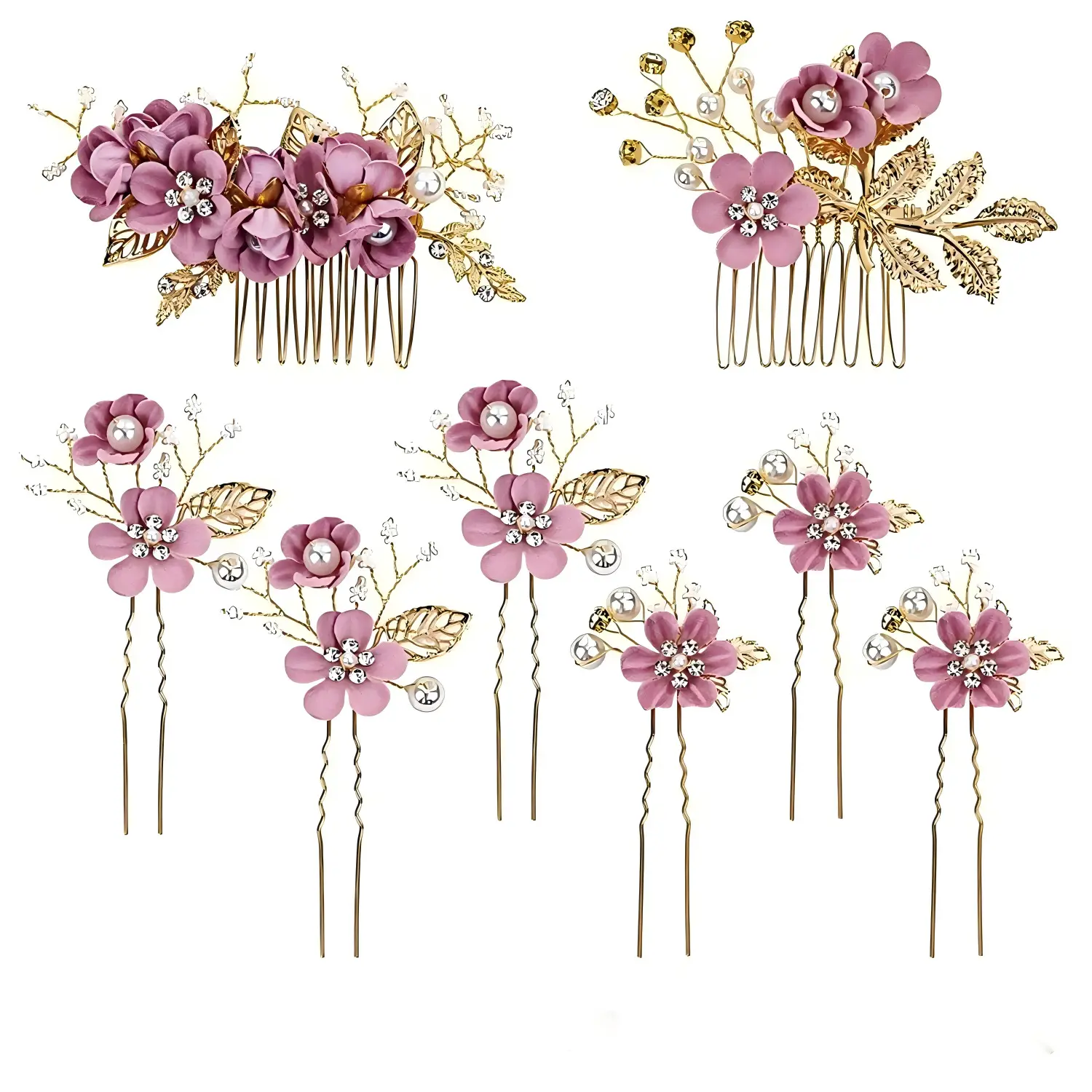 Cross-border Golden Leaf Hair Comb Headdress for Bridal Suit